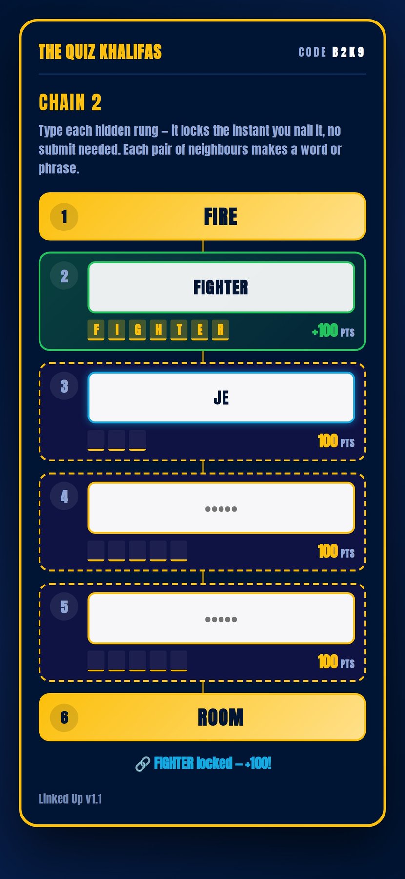 Linked Up chain — player view